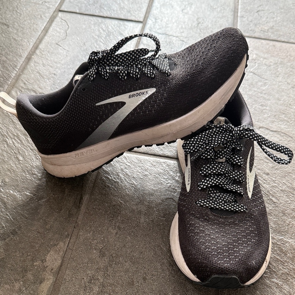 Brooks Revel  Black and White Mesh Running Shoes